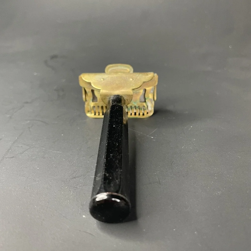 VINTAGE GEM JUNIOR SAFETY RAZOR IN ORIGINAL BOX The Parade Black Gold Tone‎